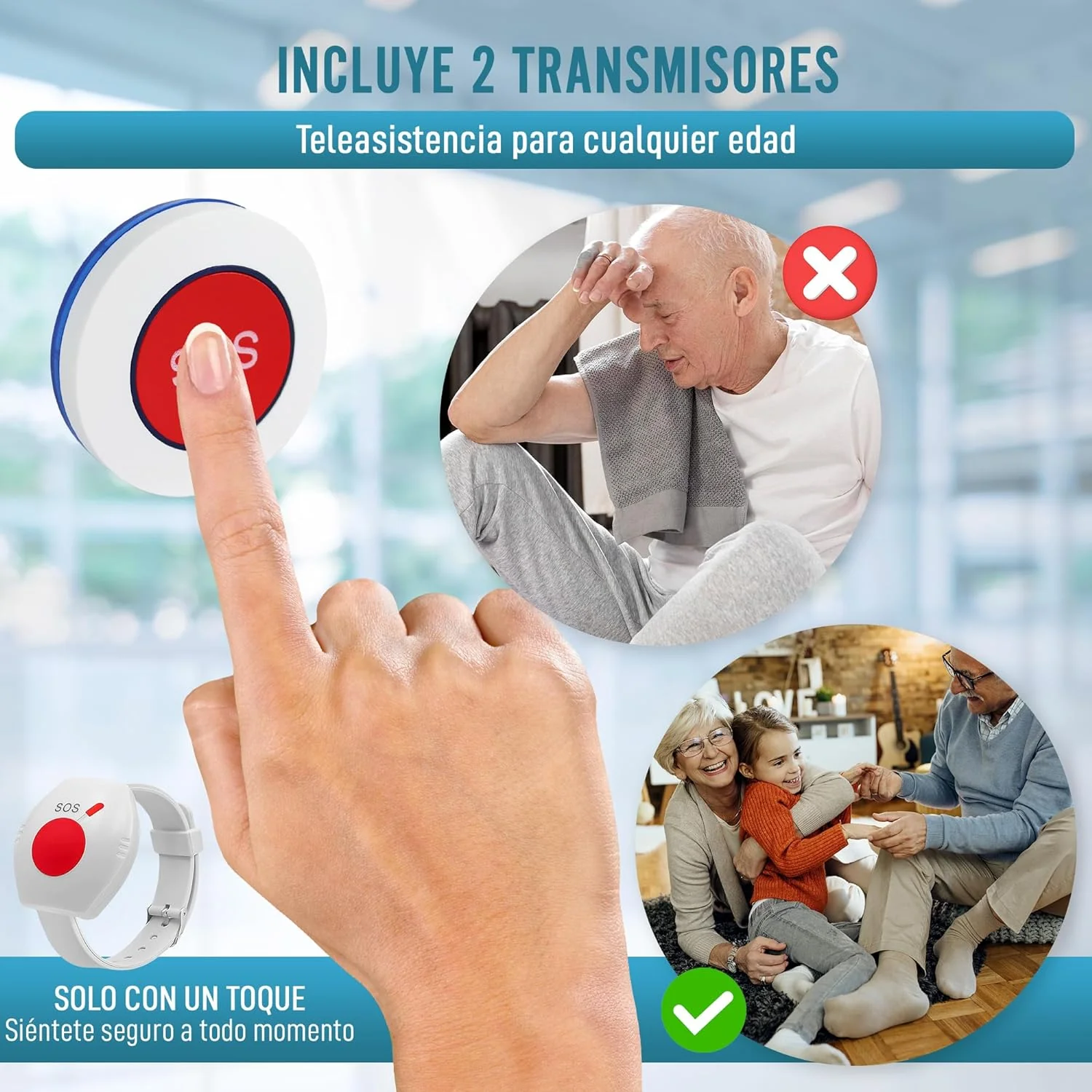 Alarma Avisador de Personas Mayores | Botón Emergencias SOS 150m - Image 3