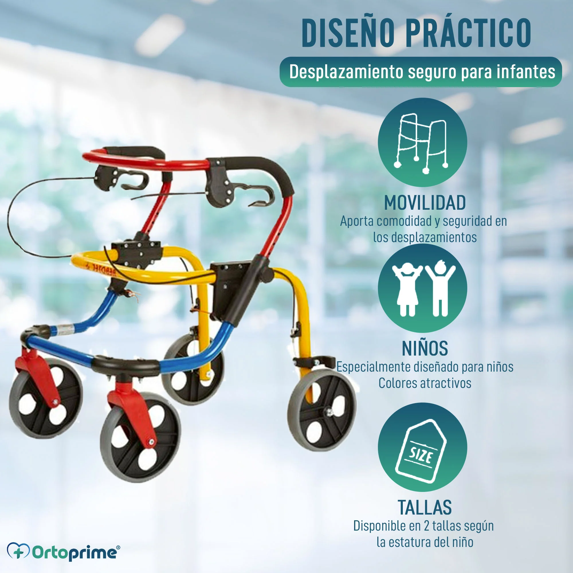 Andador Infantil Cuatro Ruedas Liviano Adaptable Dos Medidas - Image 3