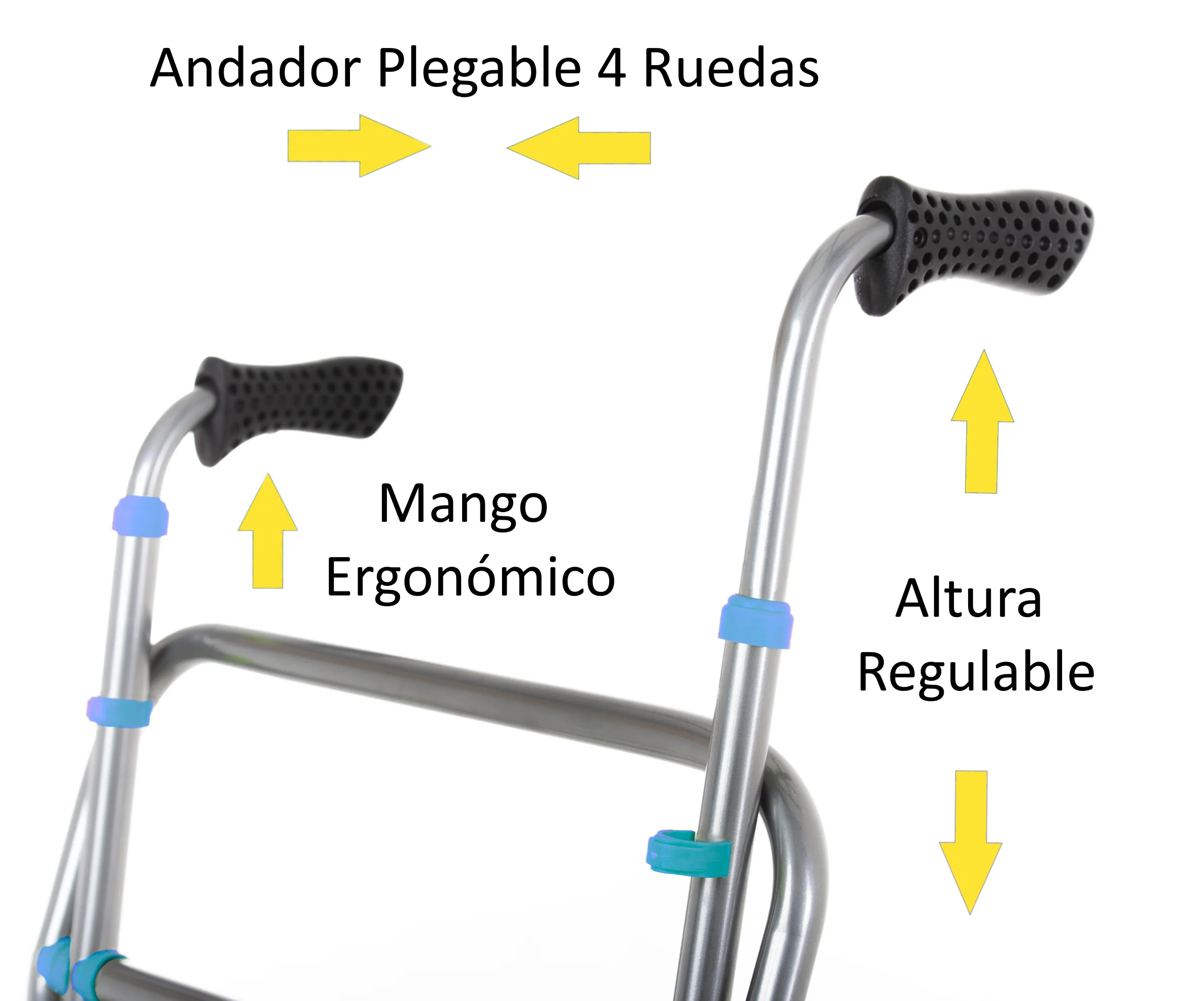 Andador Aluminio Plegable 4 Ruedas Azul - Image 2