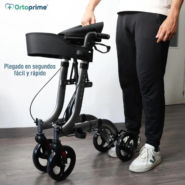 Andador para Ancianos Aluminio Rollator 4 Ruedas Plegable Asiento y Frenos - Image 4