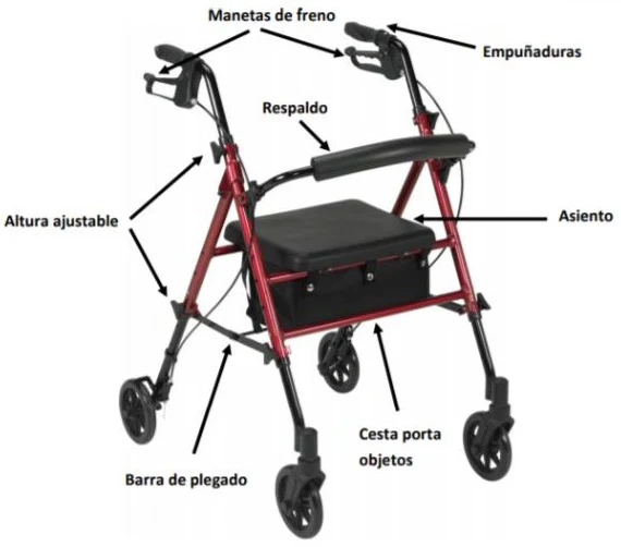 Andador Rollator Altura Regulable Asiento y Manetas | Freno y Cesta - Image 3