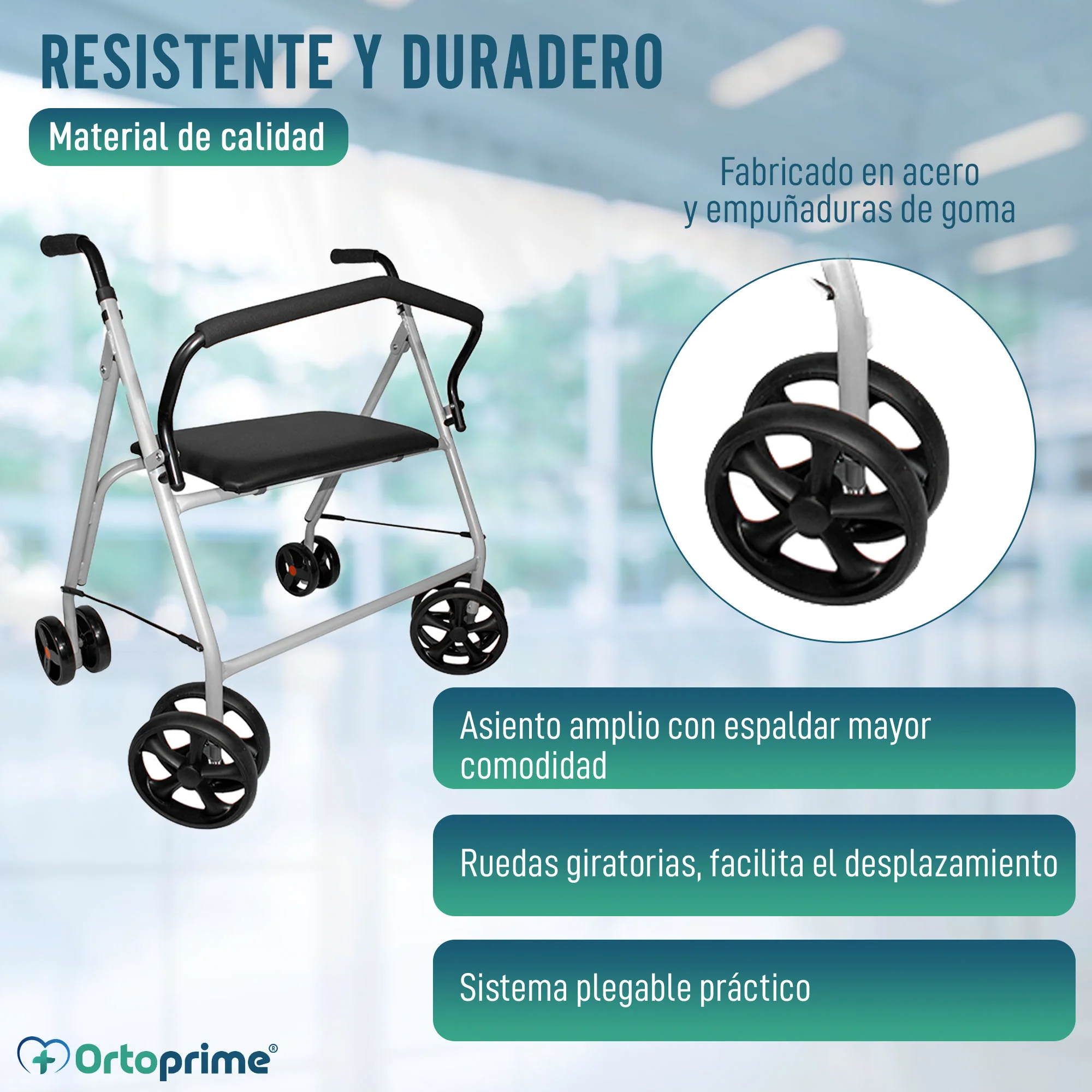 Andador con Asiento Talla XL Plegable y Regulable en Altura - Image 2