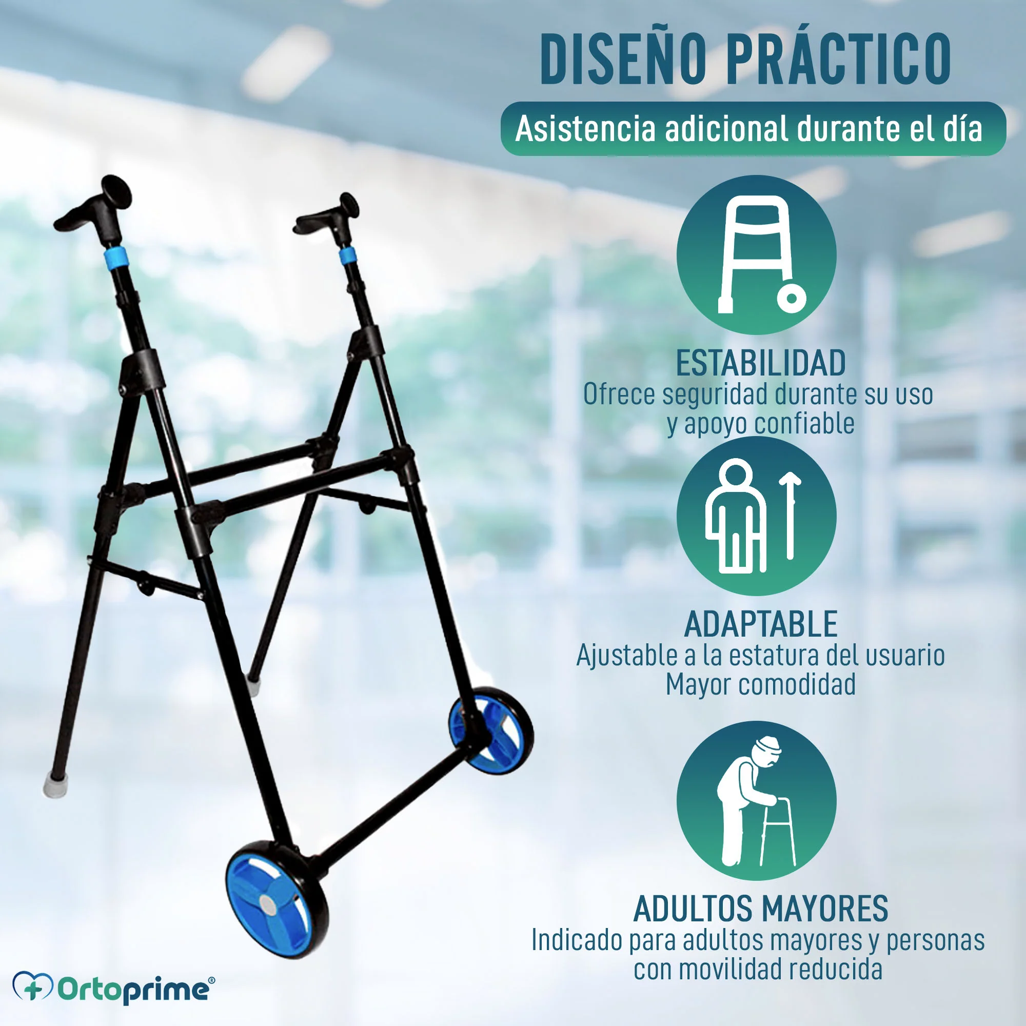 Andador con Ruedas Delanteras Plegable Regulable en Altura - Image 7
