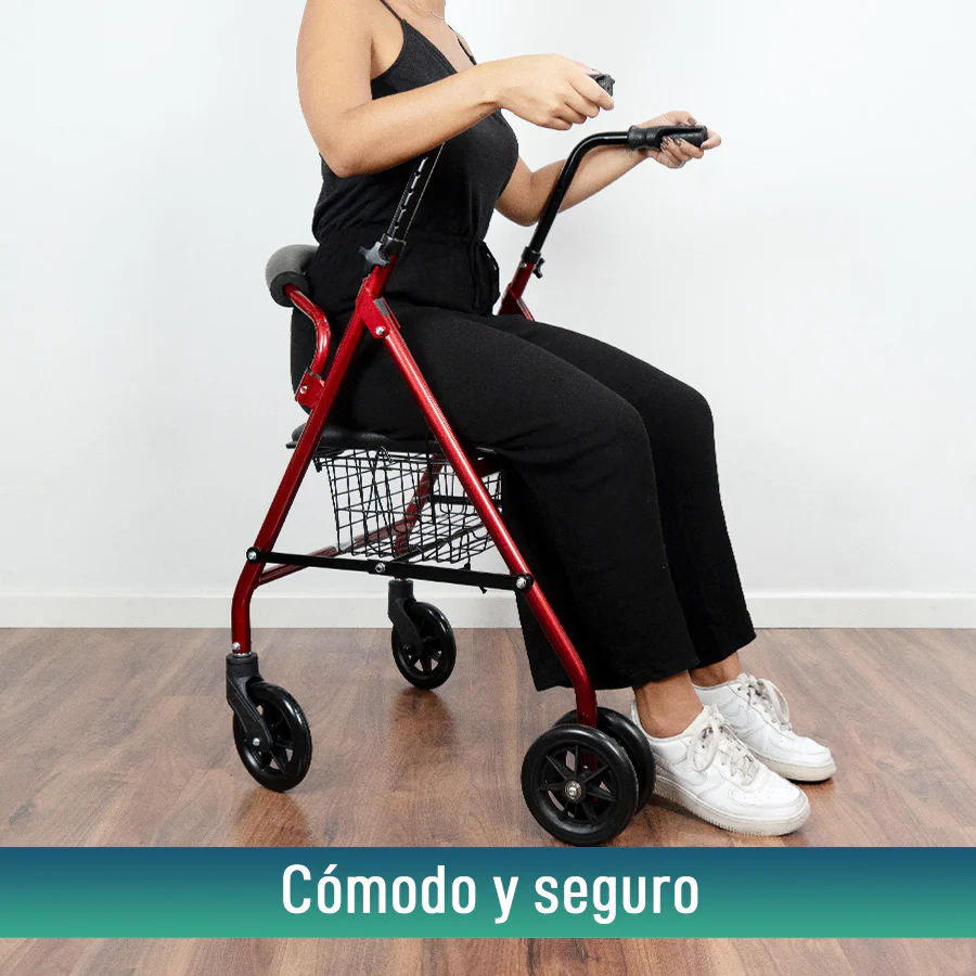 Andador para Ancianos Plegable Rollator Cuatro Ruedas Freno a la Carga - Image 3