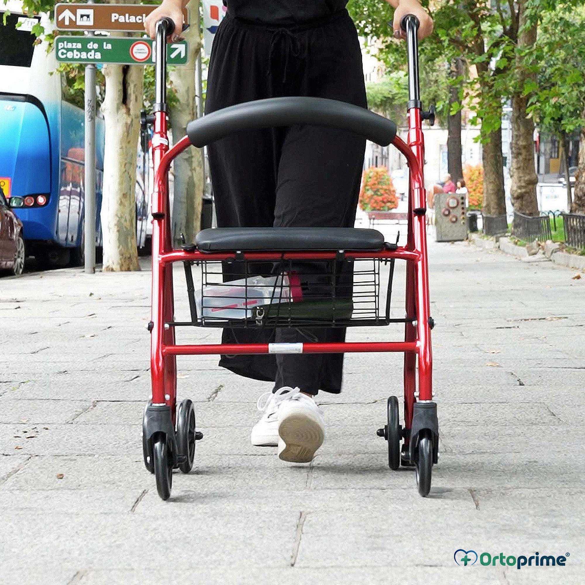 Andador para Ancianos Plegable Rollator Cuatro Ruedas Freno a la Carga - Image 6