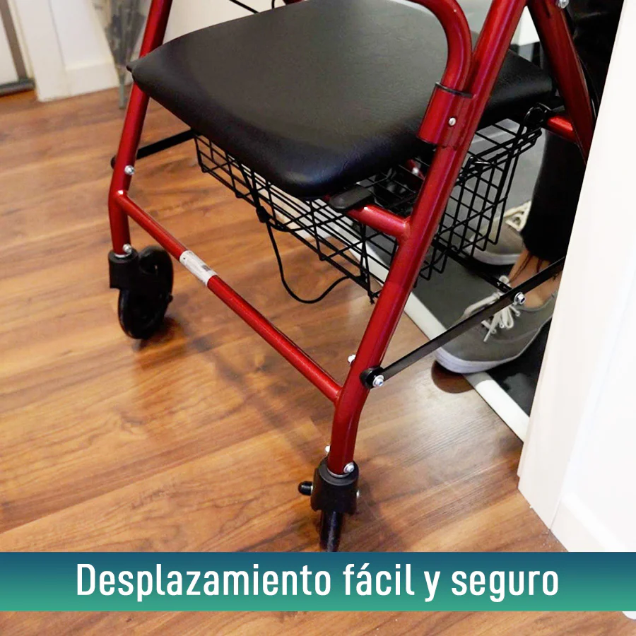 Andador para Ancianos Plegable Rollator Cuatro Ruedas Freno a la Carga - Image 9