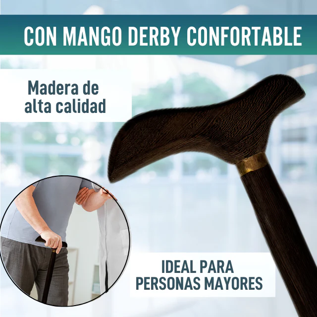 Bastón Elegante de Madera Wengué Liso | Mango Derby - Image 3