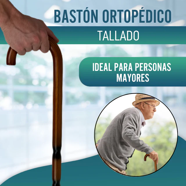 Bastón para Mayores Ortopédico de Madera Tallado | Mango Curvo - Image 5