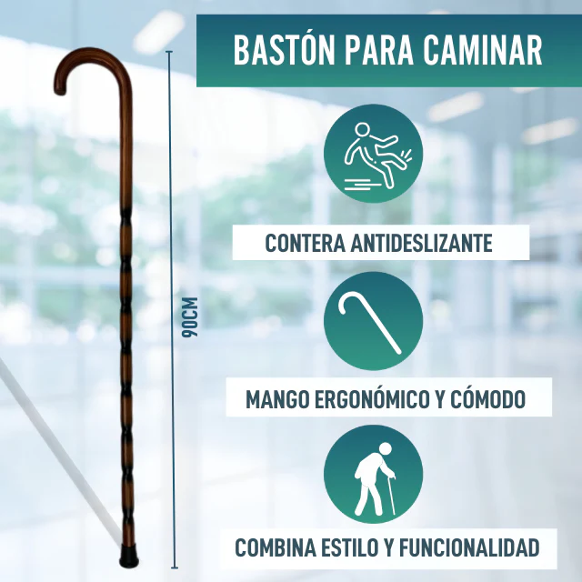 Bastón para Mayores Ortopédico de Madera Tallado | Mango Curvo - Image 6