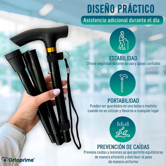 Bastón para Caminar Extensible y Regulable en Altura | Negro - Image 2