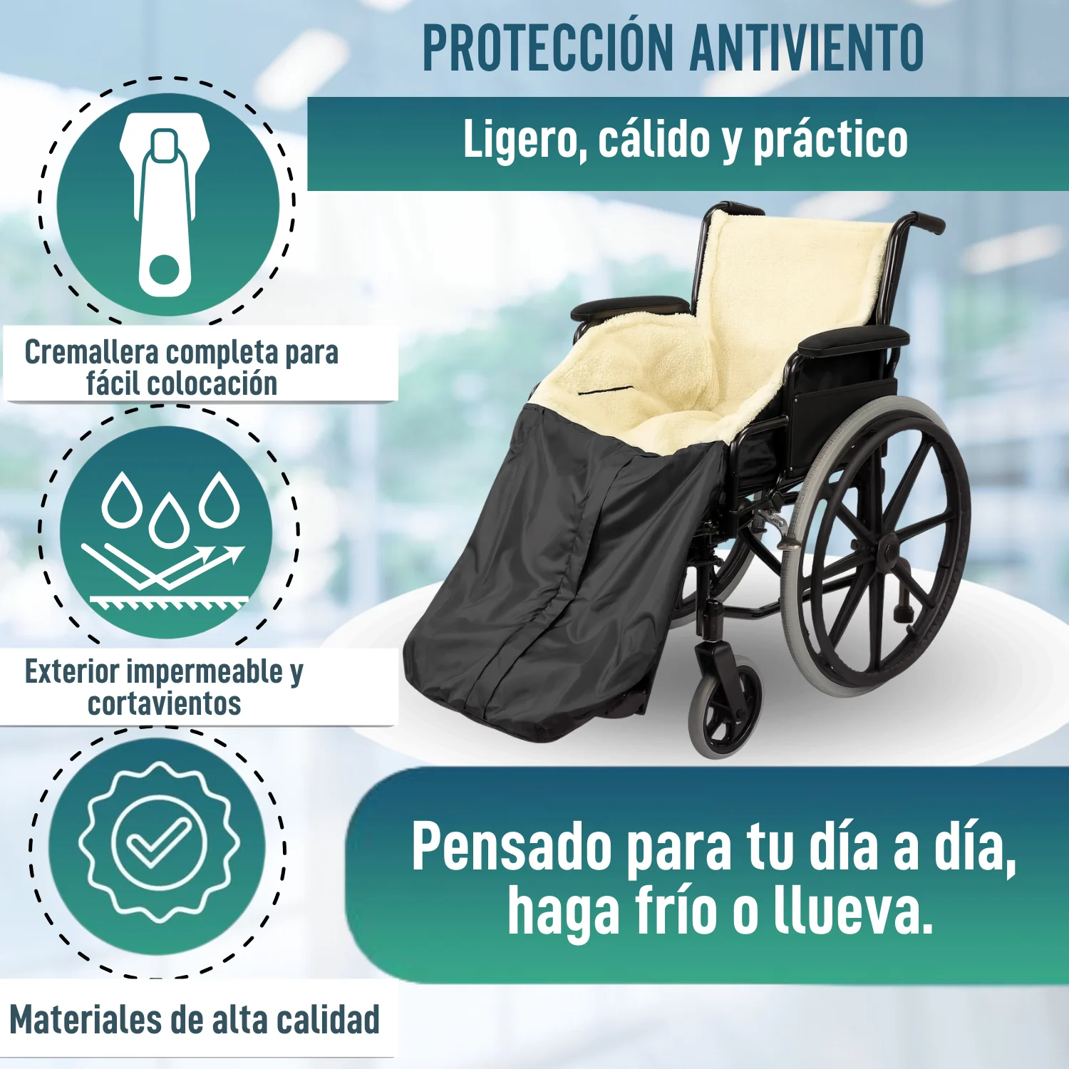 Cubrepiernas Silla de Ruedas Térmico Manta Impermeable - Image 5