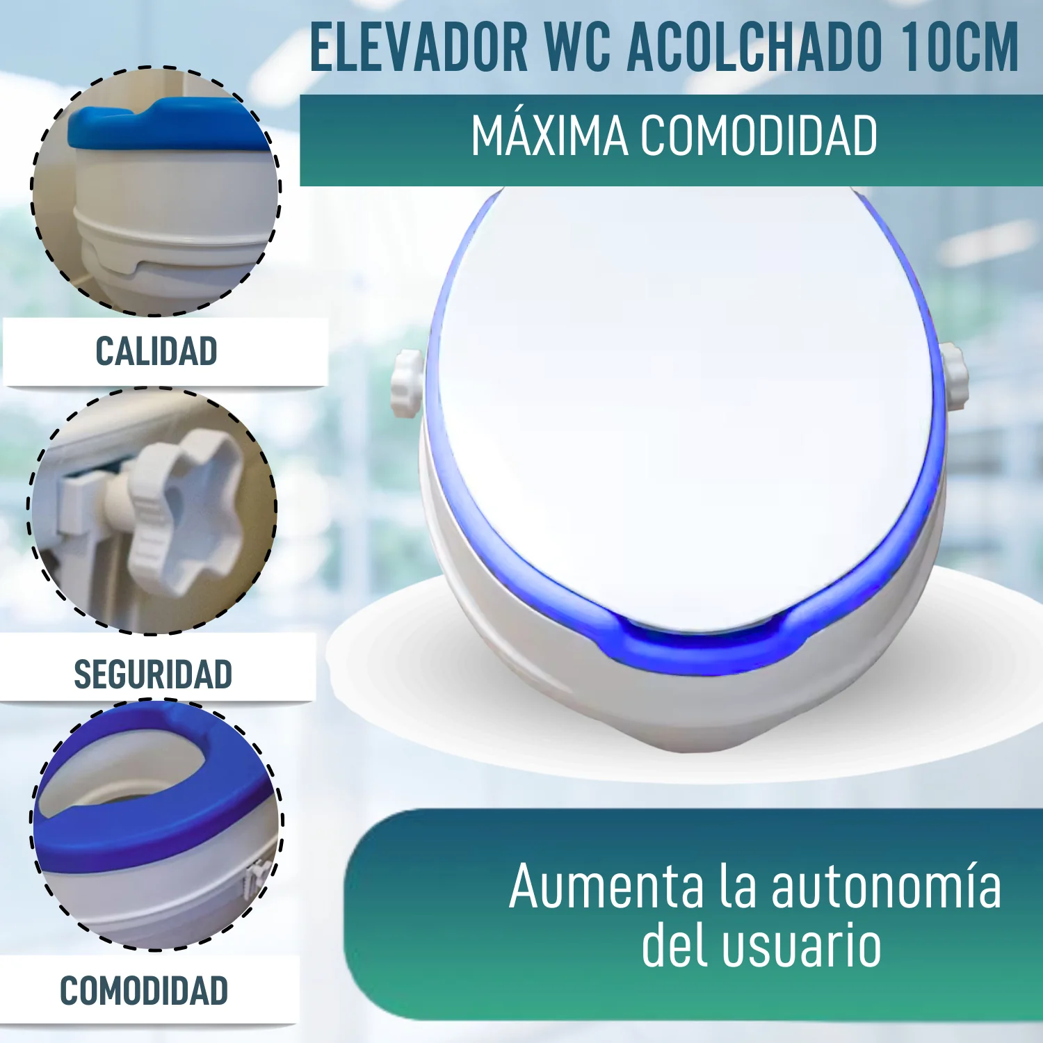 Elevador WC Adulto 10 cm Acolchado | Alzador WC Universal - Image 2