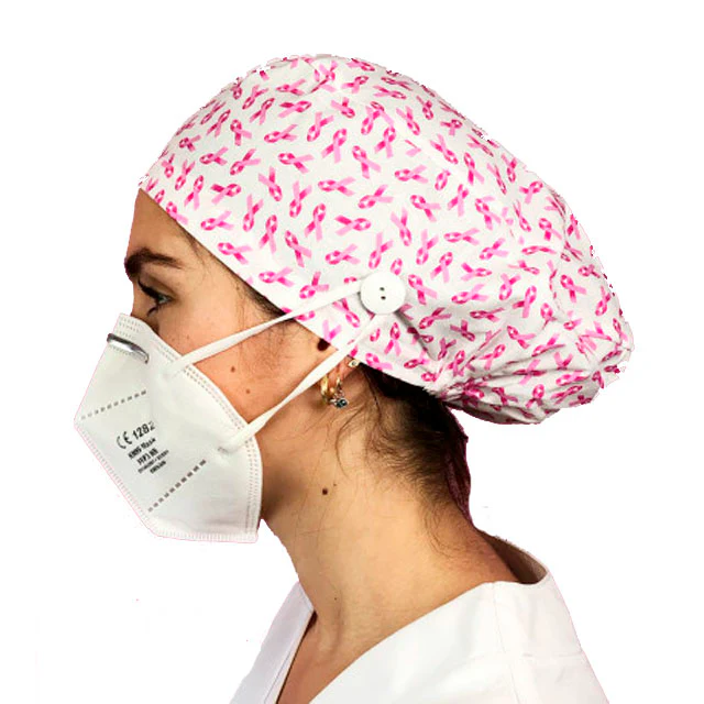 Gorros de Quirófano para Pelo Largo con Botón | Estampados - Image 2