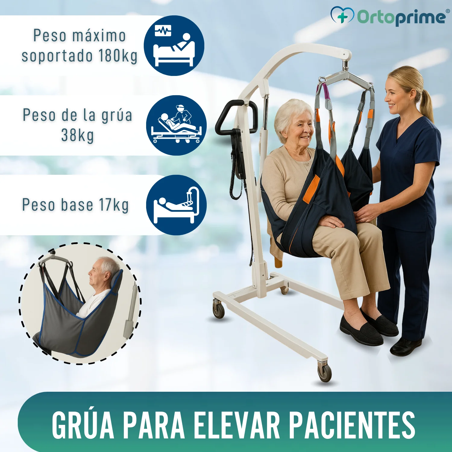 Grúa Ortopédica con Arnés para Soporte de Cabeza Incluido - Image 7