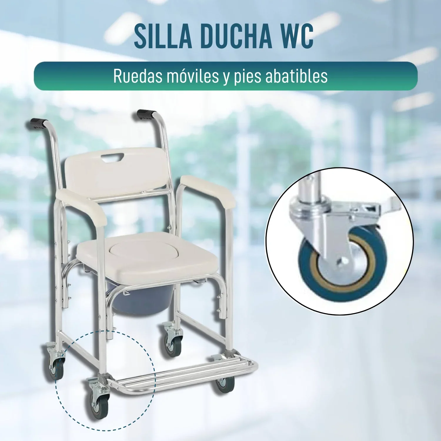 Rueda repuesto silla WC pies Abatibles- Ortoprime