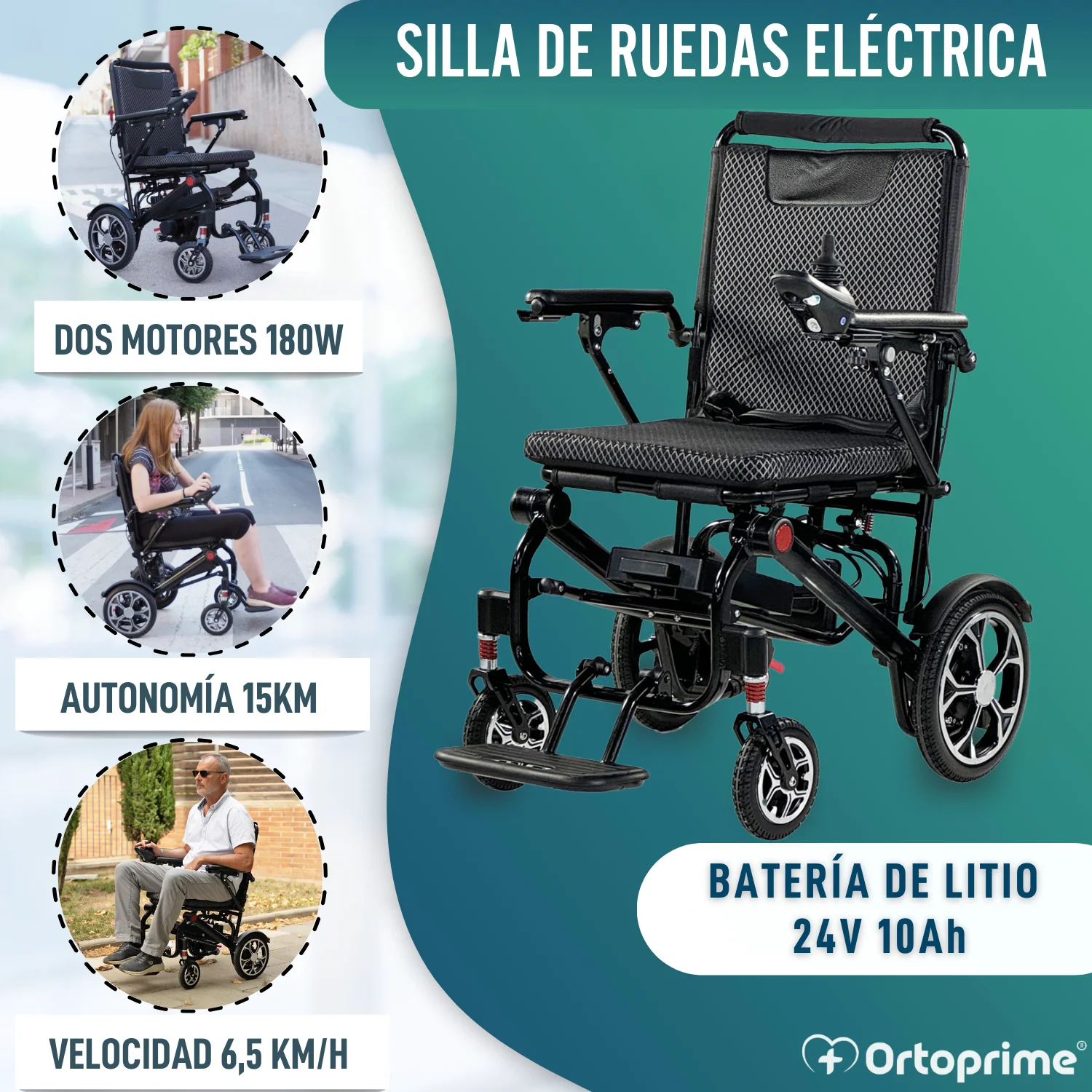 Silla de Ruedas Eléctrica Plegable Súper Ligera | Batería 10 Ah - Image 3