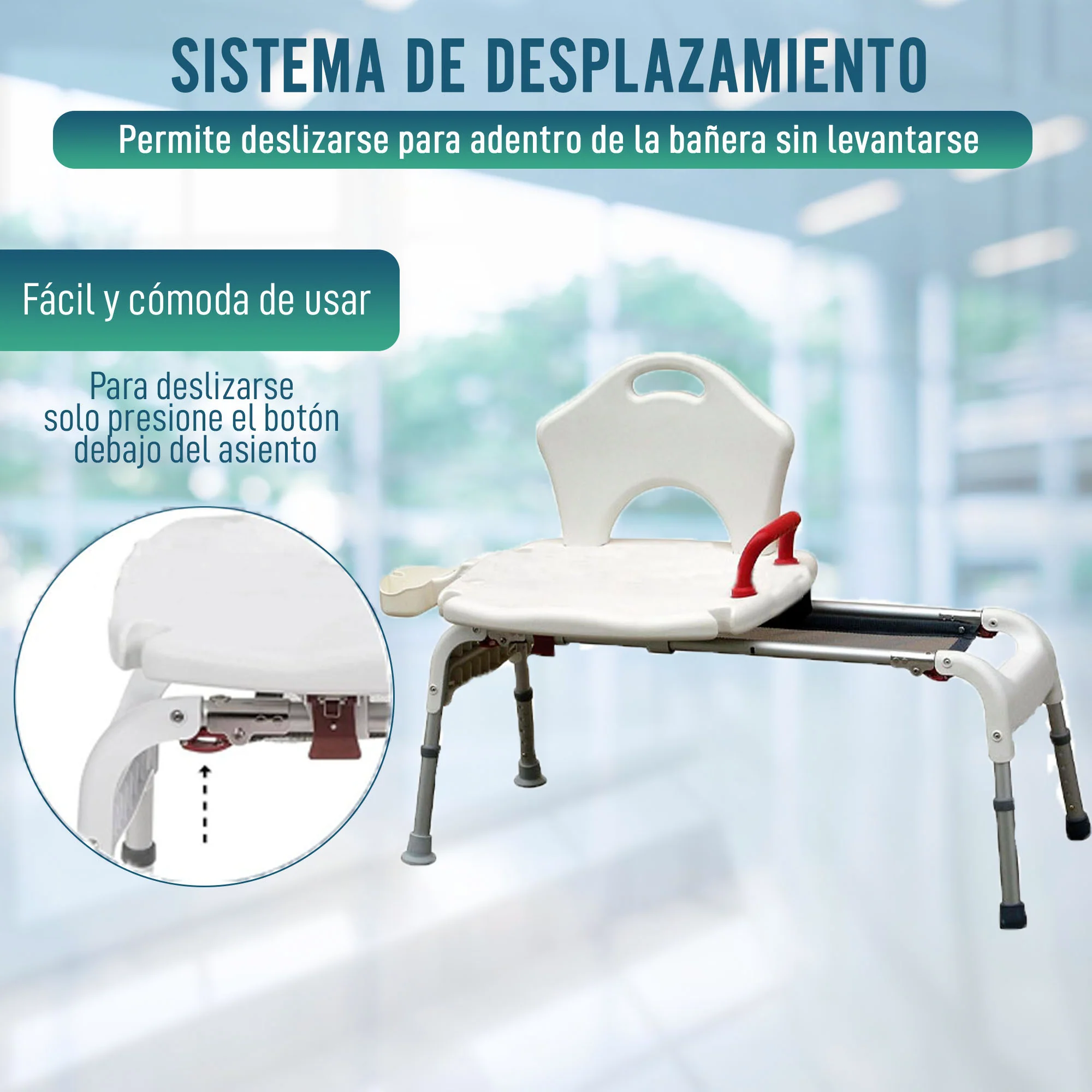 Silla de Bañera para Transferencias Seguras |  Asiento Deslizante Confort - Image 3