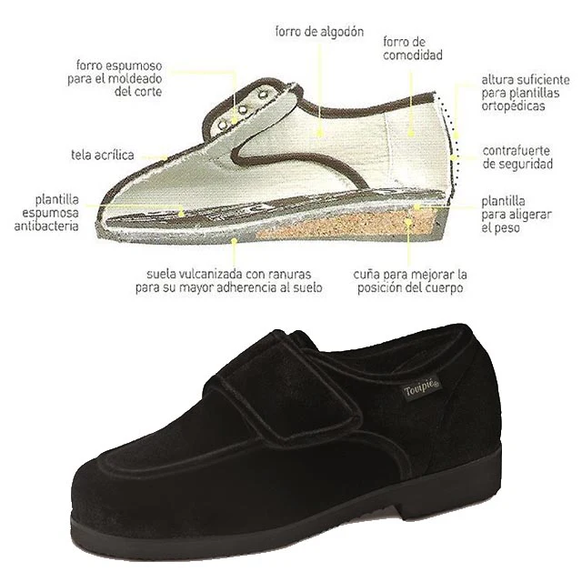 Zapatos Ajustables de Terciopelo Negro con Velcro - Image 4